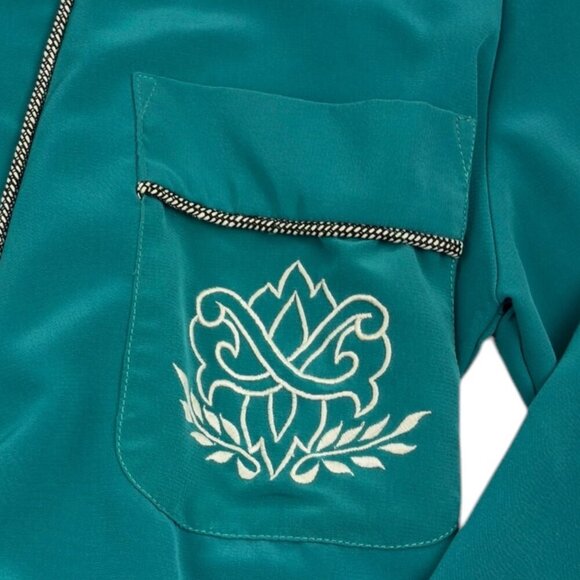 Natori II Vintage Minimalist Long Green Robe Women's Size L/XL - Picture 8 of 9